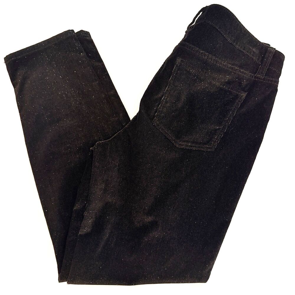 Talbots Womens 8 Sparkle Corduroy Pants Black Festive Holiday Straight Leg - Picture 8 of 12